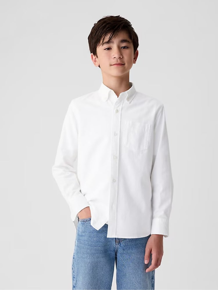 Gap White Cotton Long Sleeve Pocket Oxford Shirt (4-13yrs) - Image 1 of 1 Gap White Cotton Long Sleeve Pocket Oxford Shirt (4-13yrs) - Image 1 of 1