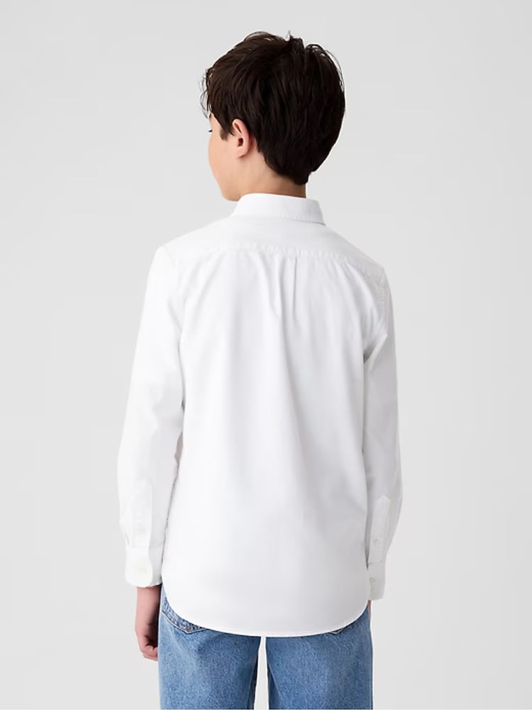 Gap White Cotton Long Sleeve Pocket Oxford Shirt (4-13yrs) - Image 2 of 6 Gap White Cotton Long Sleeve Pocket Oxford Shirt (4-13yrs) - Image 2 of 6