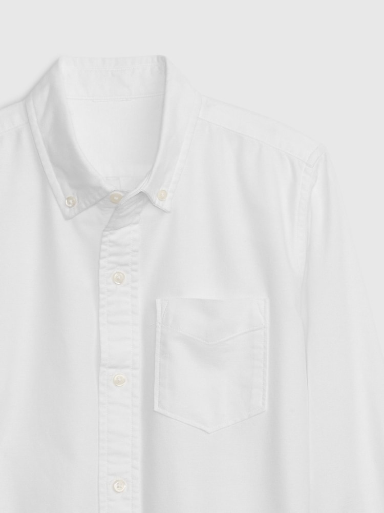 Gap White Cotton Long Sleeve Pocket Oxford Shirt (4-13yrs) - Image 6 of 6 Gap White Cotton Long Sleeve Pocket Oxford Shirt (4-13yrs) - Image 6 of 6
