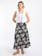 Weird Fish Black Eloriah Printed Jersey Midi Skirt - Image 3 of 6