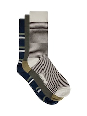 Weird Fish Green Wyatt Patterned Socks 3 Pack - Image 1 of 4