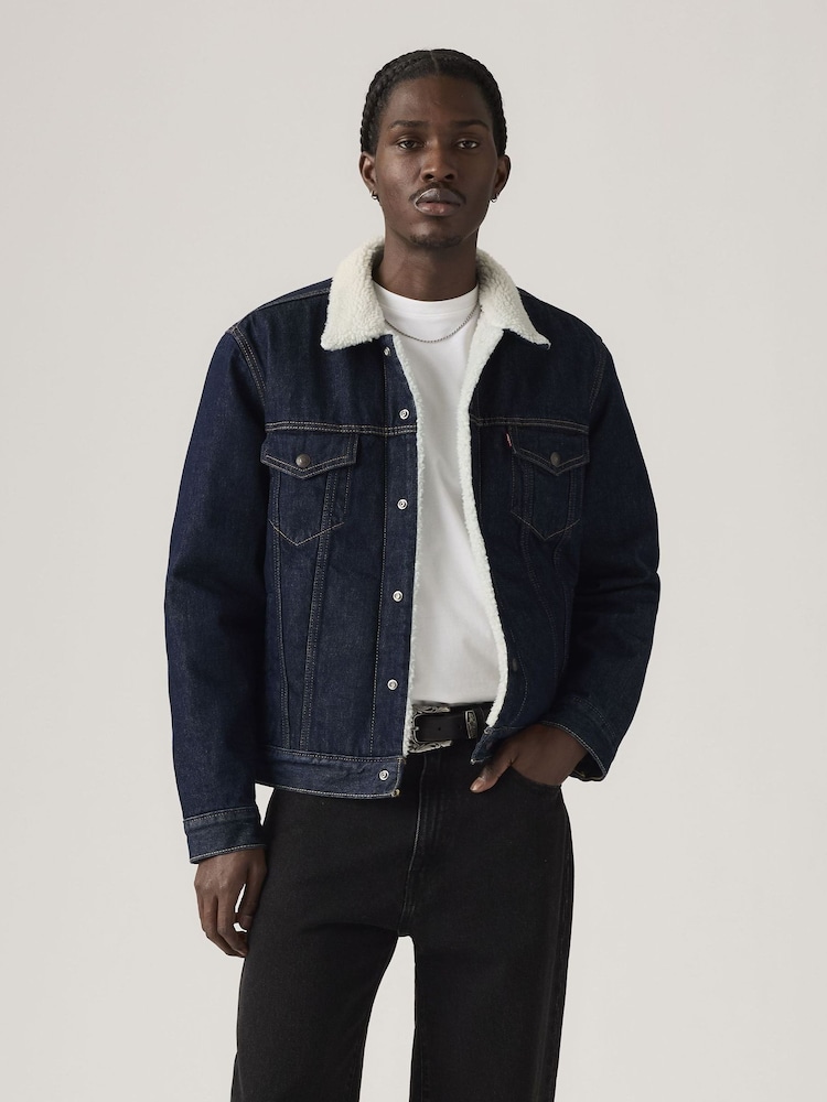 Levi's® Blue Type Iii Sherpa Trucker Jacket - Image 1 of 5 Levi's® Blue Type Iii Sherpa Trucker Jacket - Image 1 of 5