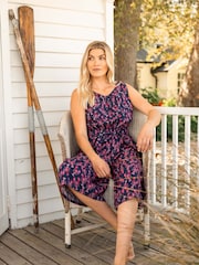 Weird Fish Blue Nalani Printed Viscose Jumpsuit - Image 1 of 7