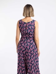 Weird Fish Blue Nalani Printed Viscose Jumpsuit - Image 2 of 7