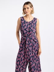 Weird Fish Blue Nalani Printed Viscose Jumpsuit - Image 3 of 7