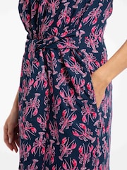 Weird Fish Blue Nalani Printed Viscose Jumpsuit - Image 5 of 7