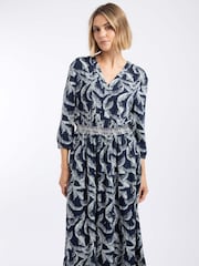Weird Fish Blue Himanshee Printed Viscose Maxi Dress - Image 4 of 8