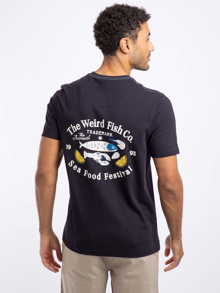 Weird Fish Blue Food Festival Back Print Graphic T-Shirt - Image 2 of 6 Weird Fish Blue Food Festival Back Print Graphic T-Shirt - Image 2 of 6