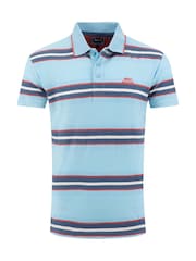 Weird Fish Blue Dent Block Stripe Polo Shirt - Image 6 of 7