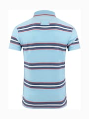 Weird Fish Blue Dent Block Stripe Polo Shirt - Image 7 of 7