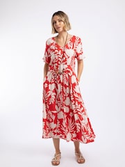 Weird Fish Red Dilsha Printed Midi Dress - Image 2 of 7