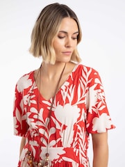 Weird Fish Red Dilsha Printed Midi Dress - Image 5 of 7
