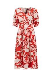 Weird Fish Red Dilsha Printed Midi Dress - Image 6 of 7