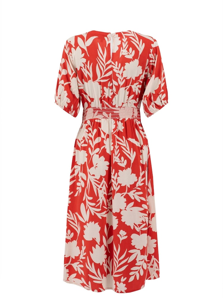 Weird Fish Red Dilsha Printed Midi Dress - Image 7 of 7 Weird Fish Red Dilsha Printed Midi Dress - Image 7 of 7