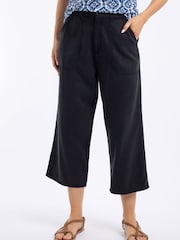 Weird Fish Blue Angelika Cropped Wide Leg Trousers - Image 1 of 6