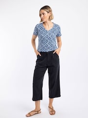 Weird Fish Blue Angelika Cropped Wide Leg Trousers - Image 3 of 6