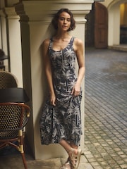 Weird Fish Black Tivoli Printed Jersey Dress - Image 1 of 8