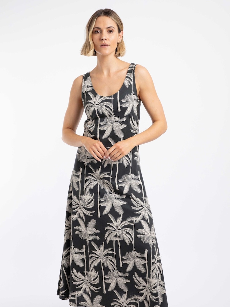 Weird Fish Black Tivoli Printed Jersey Dress - Image 2 of 8 Weird Fish Black Tivoli Printed Jersey Dress - Image 2 of 8