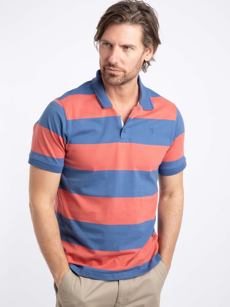 Weird Fish Red Ronald Striped Polo Shirt - Image 1 of 7 Weird Fish Red Ronald Striped Polo Shirt - Image 1 of 7