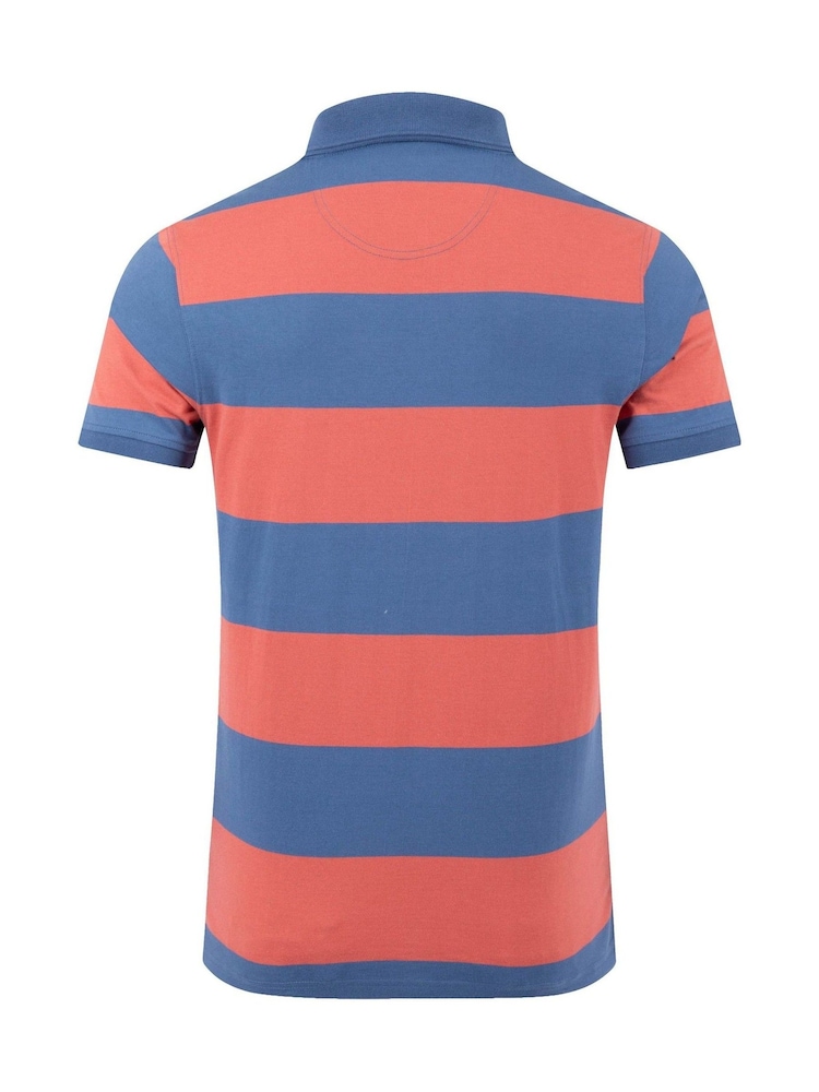Weird Fish Red Ronald Striped Polo Shirt - Image 7 of 7 Weird Fish Red Ronald Striped Polo Shirt - Image 7 of 7