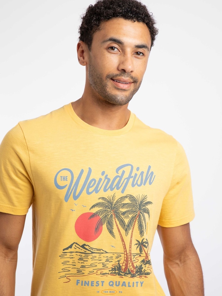 Weird Fish Yellow Palm Island Front Print Graphic T-Shirt - Image 2 of 7 Weird Fish Yellow Palm Island Front Print Graphic T-Shirt - Image 2 of 7
