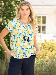 Weird Fish Yellow Sofia Printed Double Cloth Blouse - Image 1 of 8