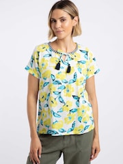 Weird Fish Yellow Sofia Printed Double Cloth Blouse - Image 2 of 8