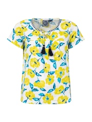 Weird Fish Yellow Sofia Printed Double Cloth Blouse - Image 7 of 8