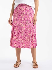 Weird Fish Pink Romaro Printed Jersey Midi Skirt - Image 1 of 6