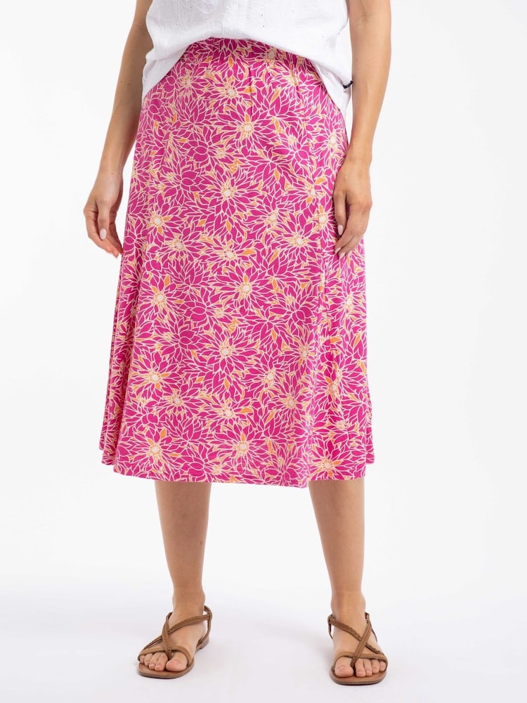 Weird Fish Pink Romaro Printed Jersey Midi Skirt - Image 1 of 6 Weird Fish Pink Romaro Printed Jersey Midi Skirt - Image 1 of 6