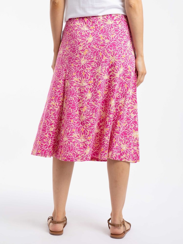 Weird Fish Pink Romaro Printed Jersey Midi Skirt - Image 2 of 6 Weird Fish Pink Romaro Printed Jersey Midi Skirt - Image 2 of 6