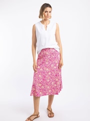 Weird Fish Pink Romaro Printed Jersey Midi Skirt - Image 3 of 6