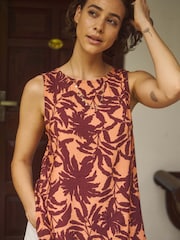 Weird Fish Orange Asterin Printed Sleeveless Top - Image 1 of 8