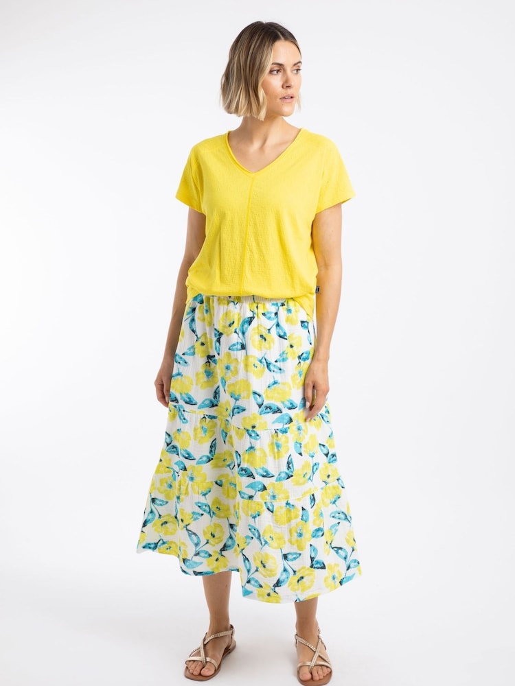 Weird Fish Yellow Harini Double Cloth Printed Midi Skirt - Image 1 of 6 Weird Fish Yellow Harini Double Cloth Printed Midi Skirt - Image 1 of 6