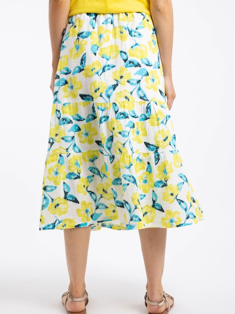 Weird Fish Yellow Harini Double Cloth Printed Midi Skirt - Image 2 of 6 Weird Fish Yellow Harini Double Cloth Printed Midi Skirt - Image 2 of 6