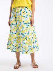 Weird Fish Yellow Harini Double Cloth Printed Midi Skirt - Image 3 of 6