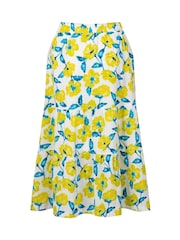 Weird Fish Yellow Harini Double Cloth Printed Midi Skirt - Image 6 of 6