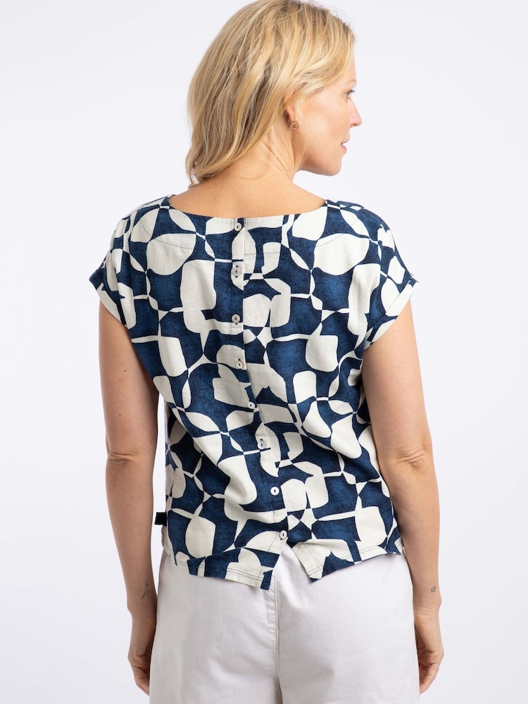 Weird Fish Blue Kissimmee Printed Top - Image 2 of 7 Weird Fish Blue Kissimmee Printed Top - Image 2 of 7