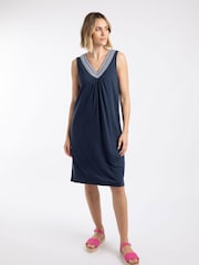 Weird Fish Blue Nayal Embroidered Jersey Shift Tunic - Image 3 of 7
