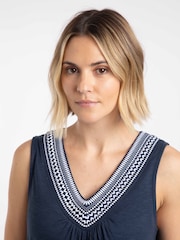 Weird Fish Blue Nayal Embroidered Jersey Shift Tunic - Image 4 of 7