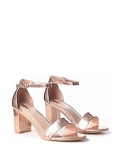 Linzi Rose gold Franki Soft PU Open Toe Block Heel Sansal - Image 3 of 4