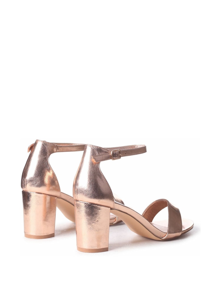 Linzi Rose gold Franki Soft PU Open Toe Block Heel Sansal - Image 4 of 4 Linzi Rose gold Franki Soft PU Open Toe Block Heel Sansal - Image 4 of 4