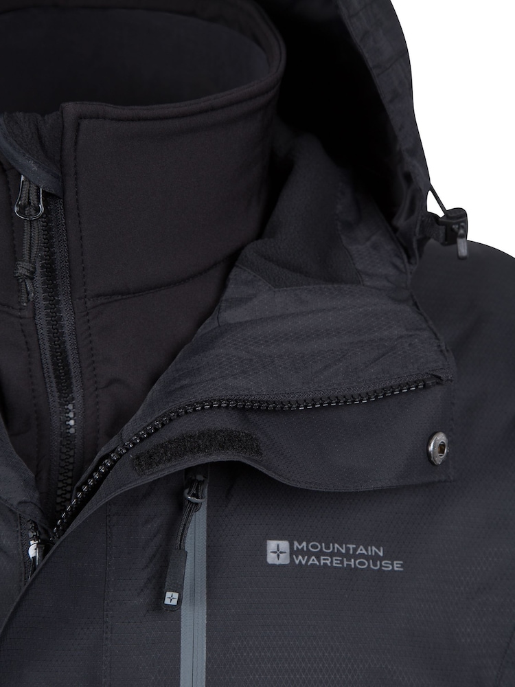 Mountain Warehouse Black Bracken Extreme 3 In 1 Mens Waterproof Jacket - Image 5 of 5