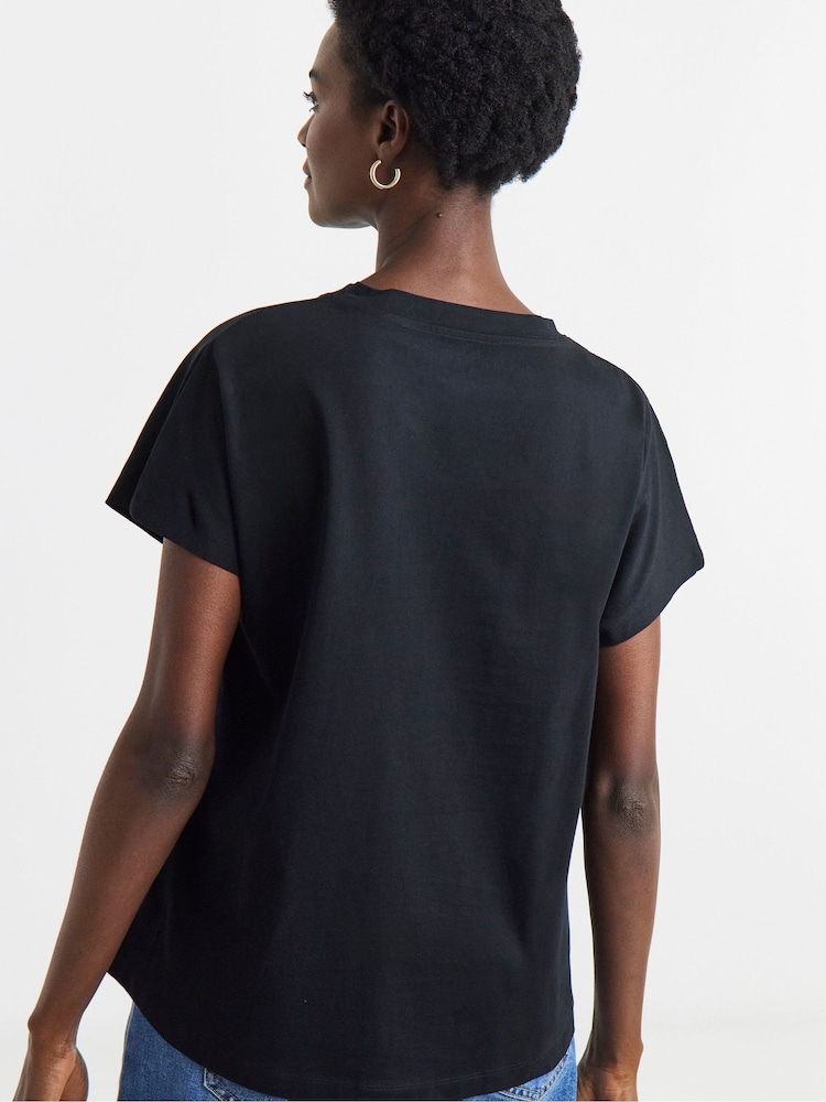 JD Williams Black Palm Leaf T-Shirt - Image 2 of 4 JD Williams Black Palm Leaf T-Shirt - Image 2 of 4