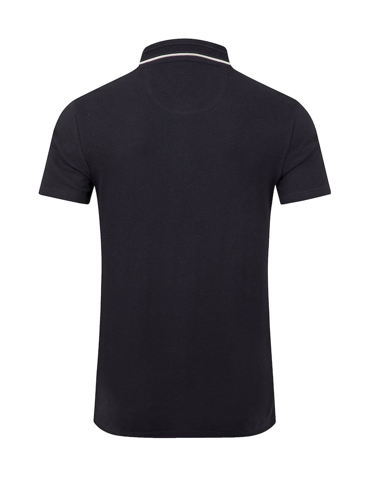Weird Fish Blue Powell Textured Polo Shirt - Image 7 of 7 Weird Fish Blue Powell Textured Polo Shirt - Image 7 of 7