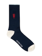 Weird Fish Blue Parade Patterned Socks 3 Pack - Image 2 of 3