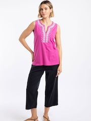 Weird Fish Pink Tirtha Embroidered Jersey Vest - Image 3 of 7