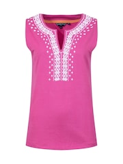 Weird Fish Pink Tirtha Embroidered Jersey Vest - Image 6 of 7