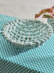 LATE AFTERNOON Sky Blue Large Basketweave Bowl - Image 1 of 6