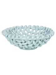 LATE AFTERNOON Sky Blue Large Basketweave Bowl - Image 4 of 6
